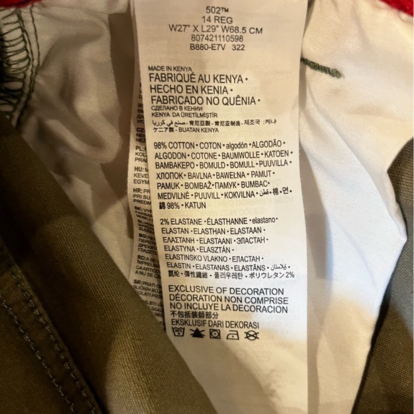 LEVI’s Camo 502 Jeans, Size 14 Reg, Waist 27 Length 29 - Picture 6 of 6